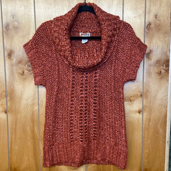 Orange Womens Knit Sweater Top Short Sleeve w/ Scoop Neck Medium - Picture 1 of 6